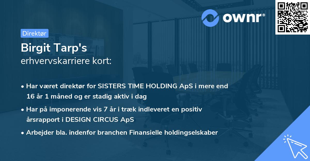 Birgit Tarp's erhvervskarriere kort