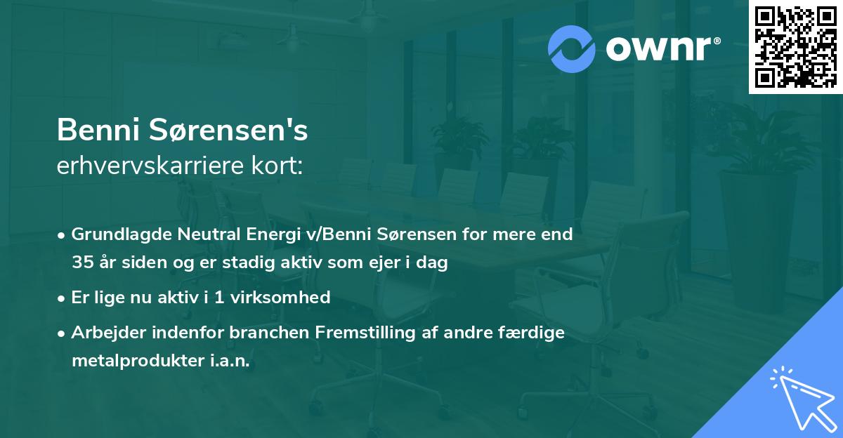 Benni Sørensen's erhvervskarriere kort