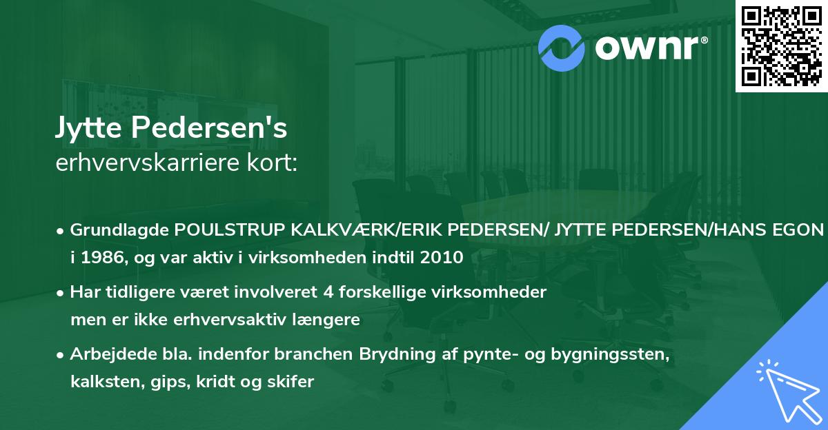 Jytte Pedersen's erhvervskarriere kort