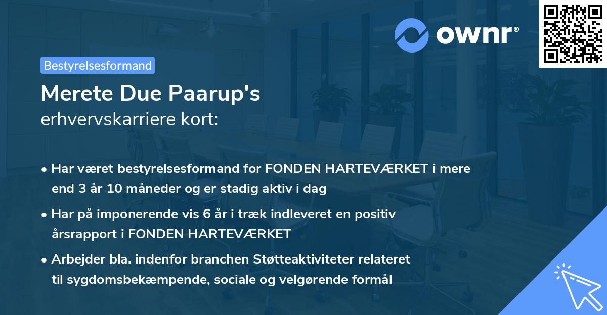 Merete Due Paarup's erhvervskarriere kort