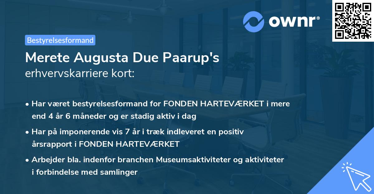 Merete Augusta Due Paarup's erhvervskarriere kort