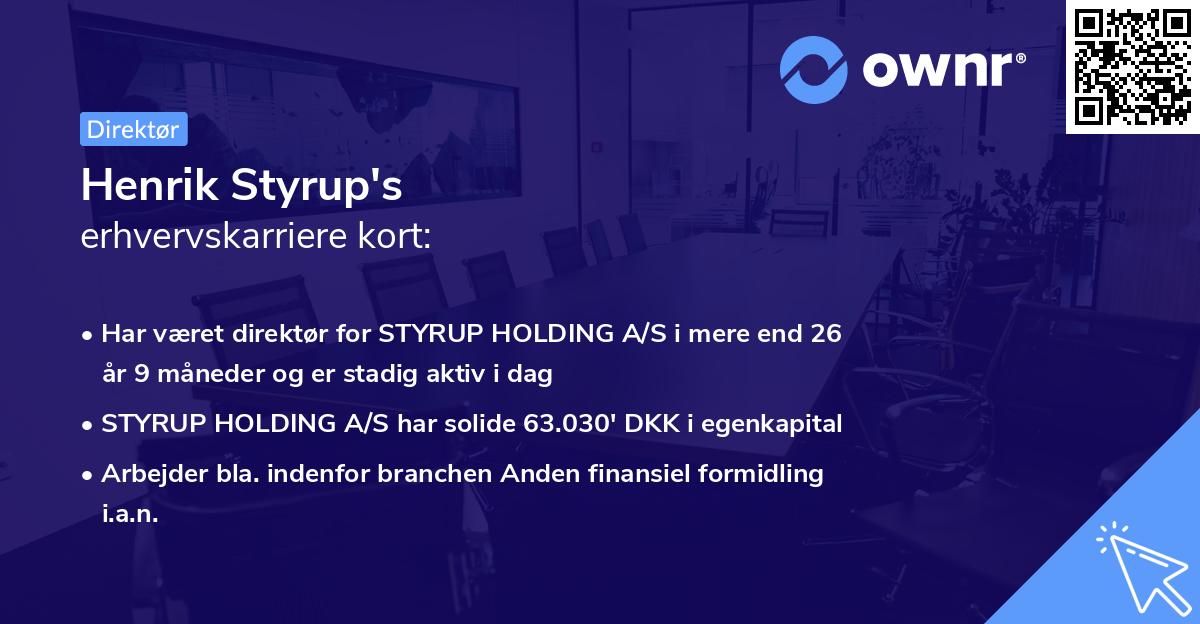 Henrik Styrup's erhvervskarriere kort