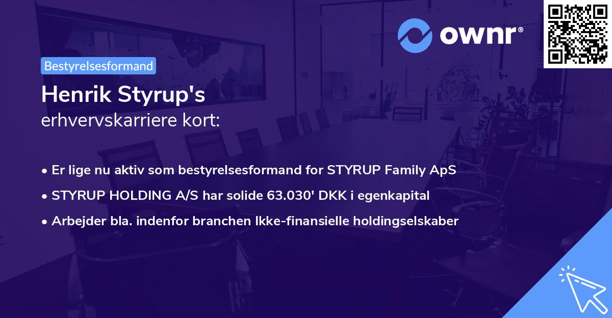 Henrik Styrup's erhvervskarriere kort