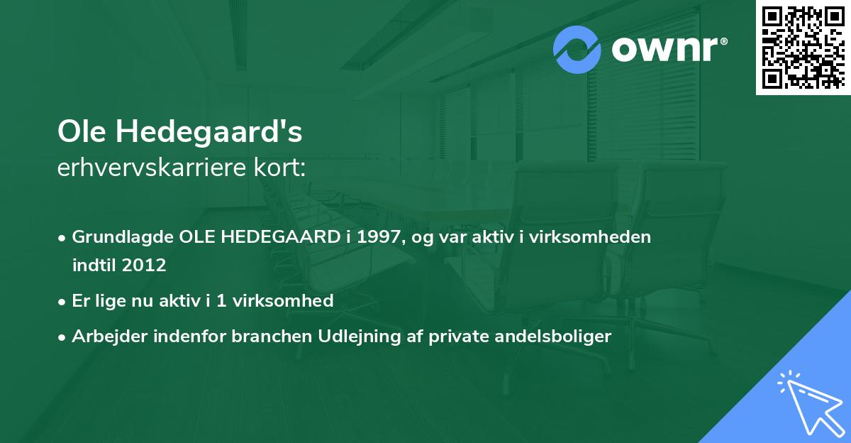 Ole Hedegaard's erhvervskarriere kort