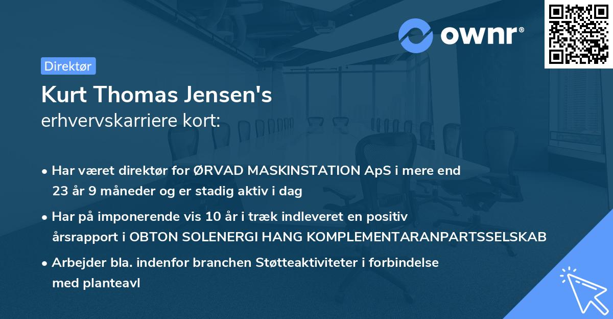 Kurt Thomas Jensen's erhvervskarriere kort