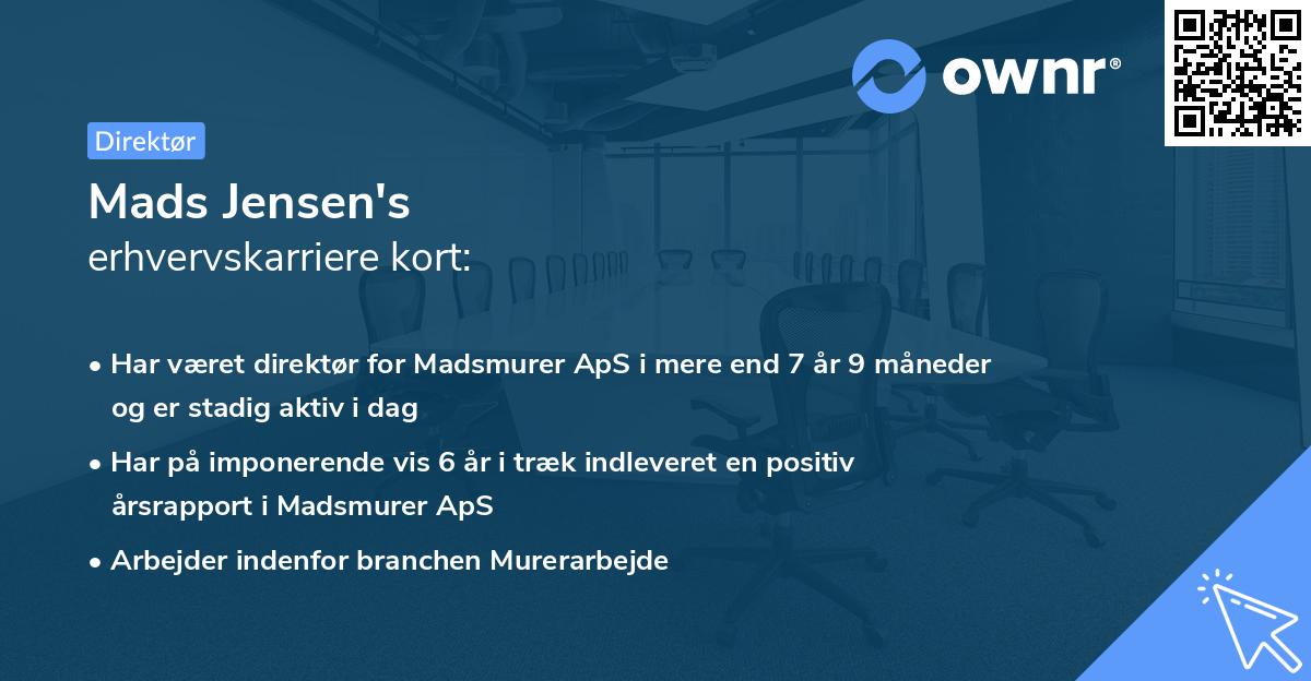 Mads Jensen's erhvervskarriere kort