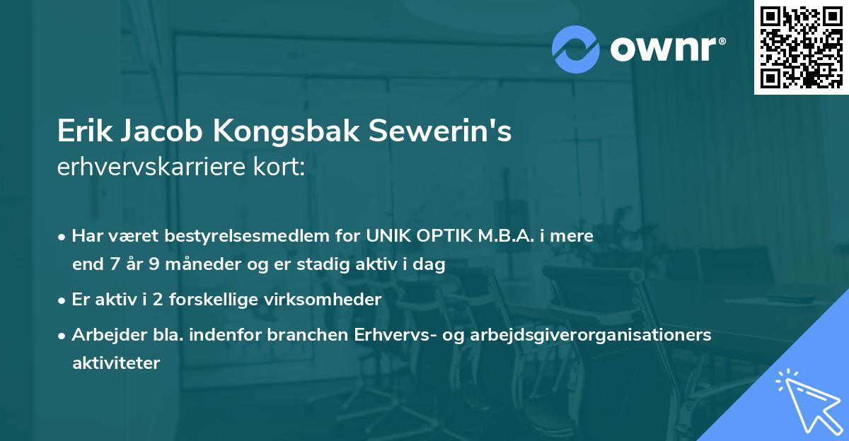 Erik Jacob Kongsbak Sewerin's erhvervskarriere kort