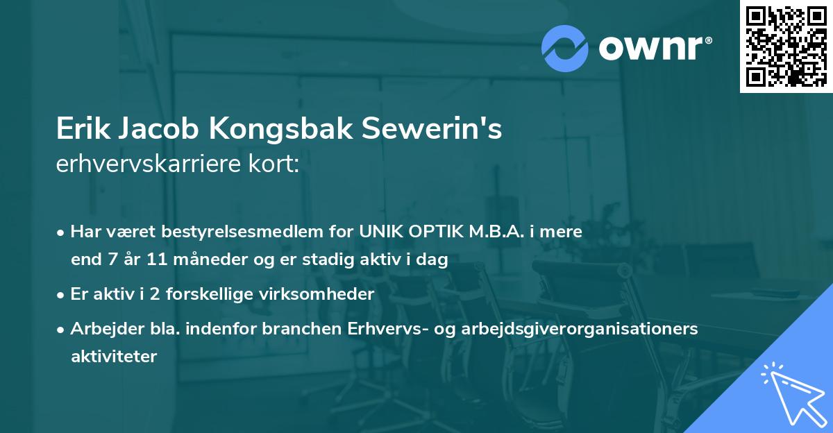 Erik Jacob Kongsbak Sewerin's erhvervskarriere kort