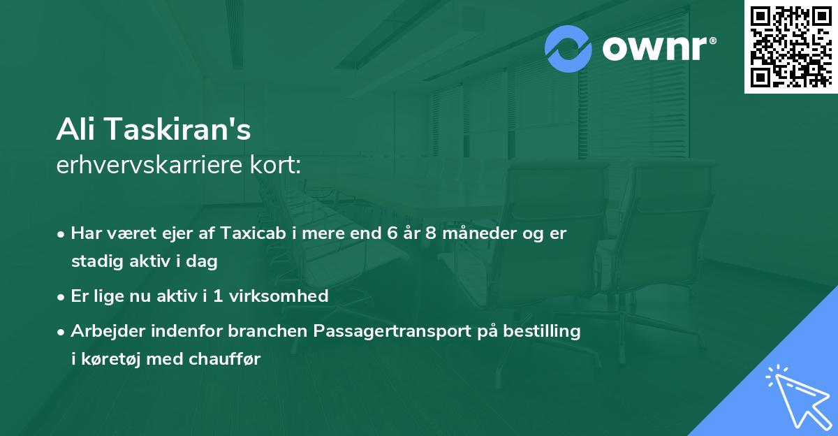 Ali Taskiran's erhvervskarriere kort