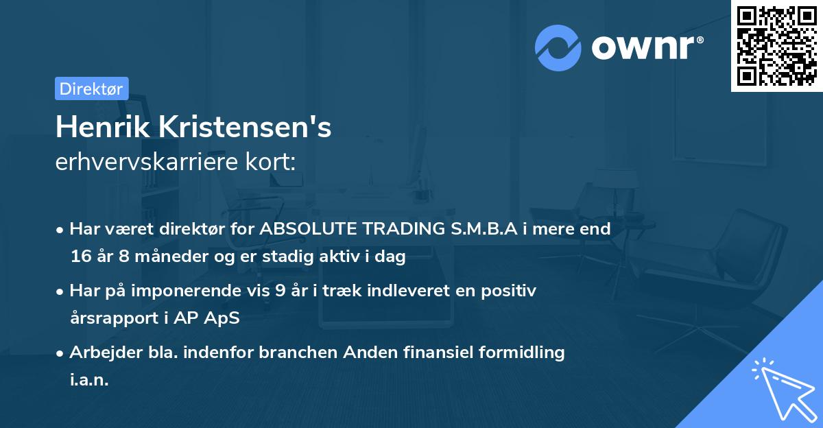 Henrik Kristensen's erhvervskarriere kort