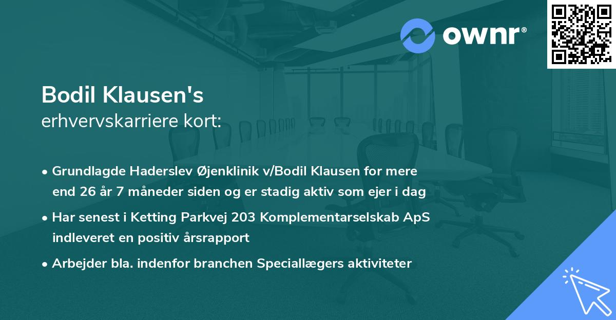 Bodil Klausen's erhvervskarriere kort