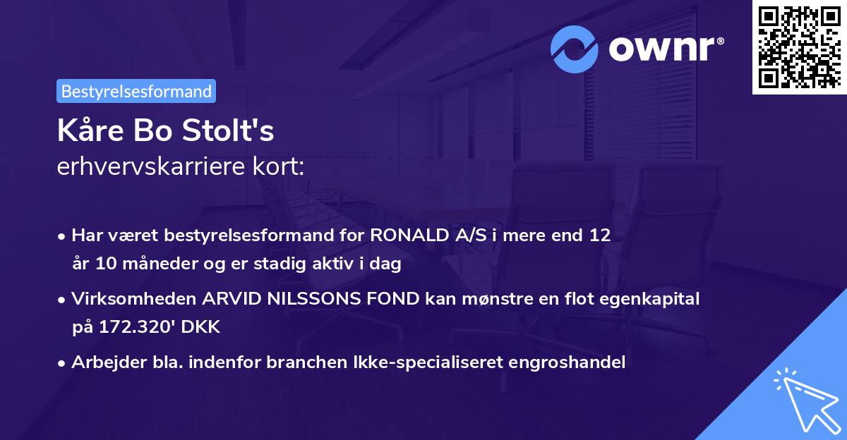 Kåre Bo Stolt's erhvervskarriere kort