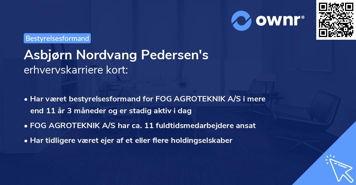 Asbjørn Nordvang Pedersen's erhvervskarriere kort