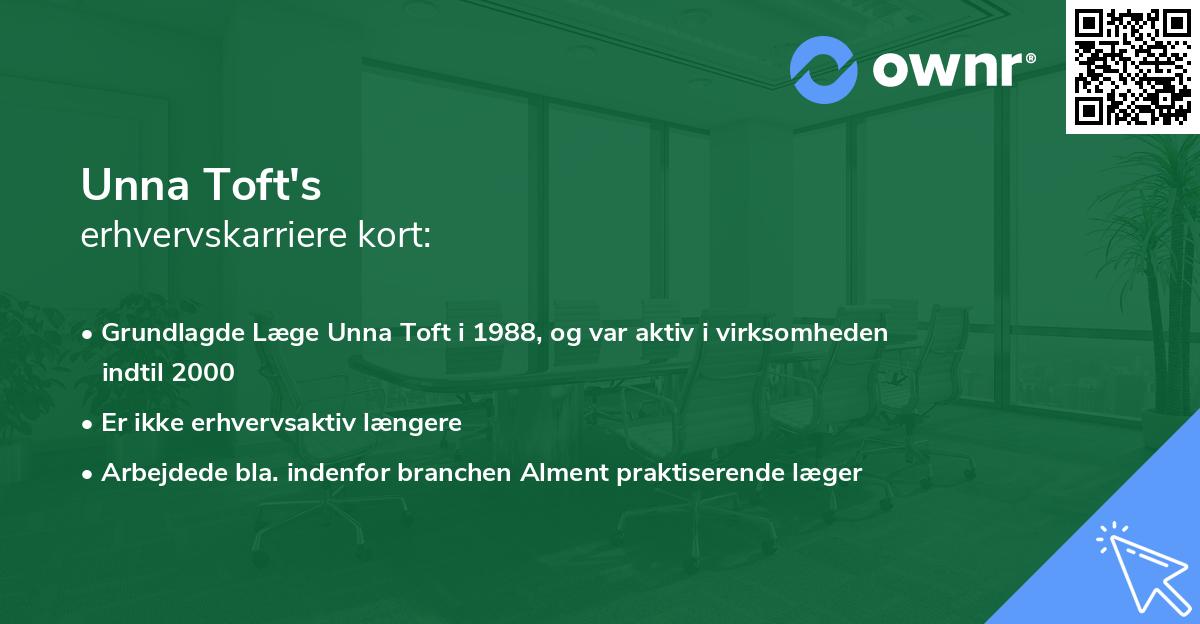 Unna Toft's erhvervskarriere kort