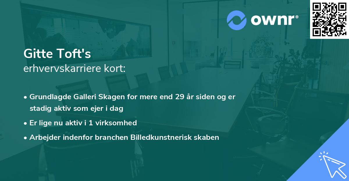 Gitte Toft's erhvervskarriere kort