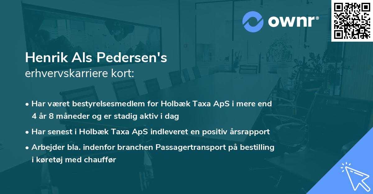 Henrik Als Pedersen's erhvervskarriere kort