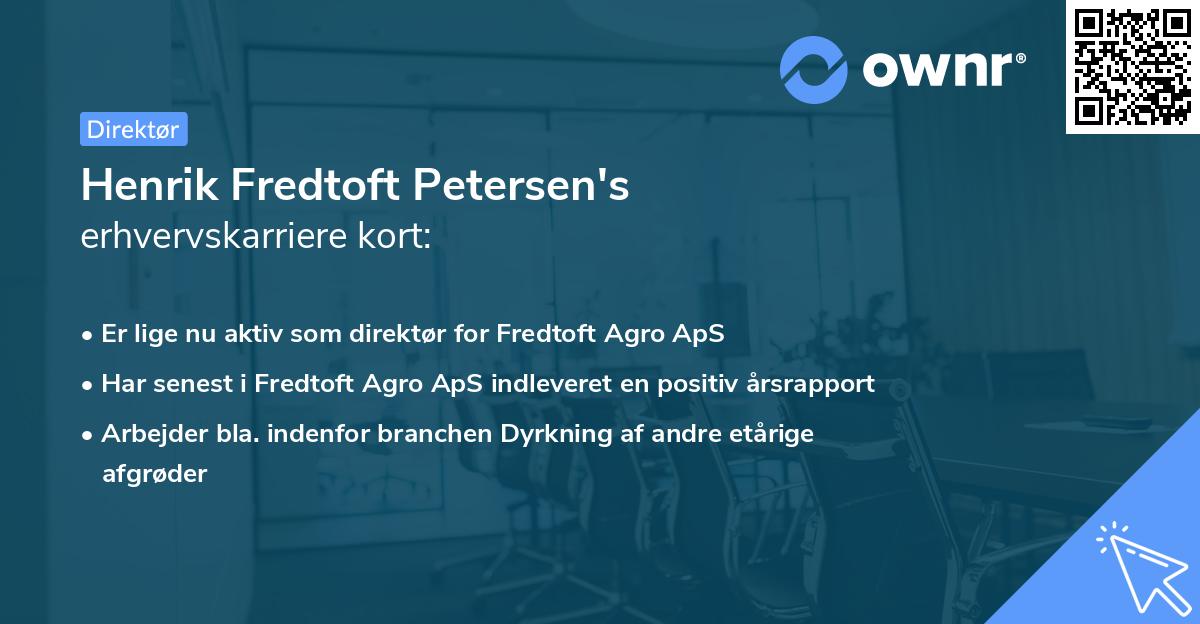 Henrik Fredtoft Petersen's erhvervskarriere kort