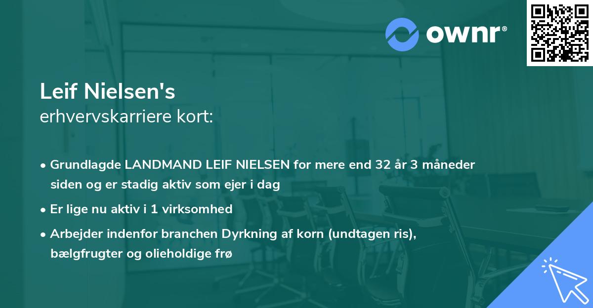 Leif Nielsen's erhvervskarriere kort