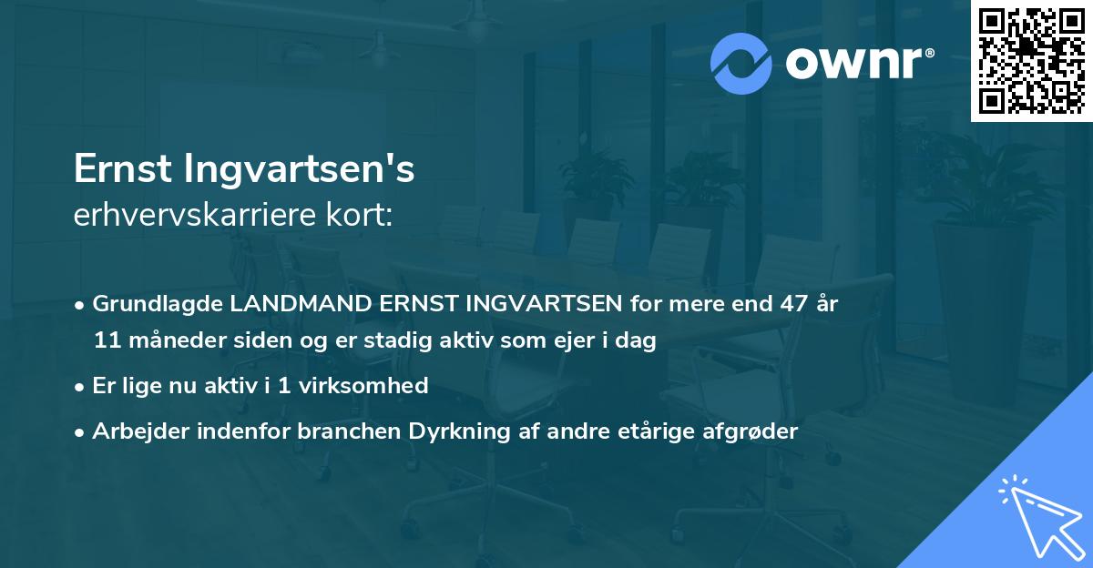Ernst Ingvartsen's erhvervskarriere kort
