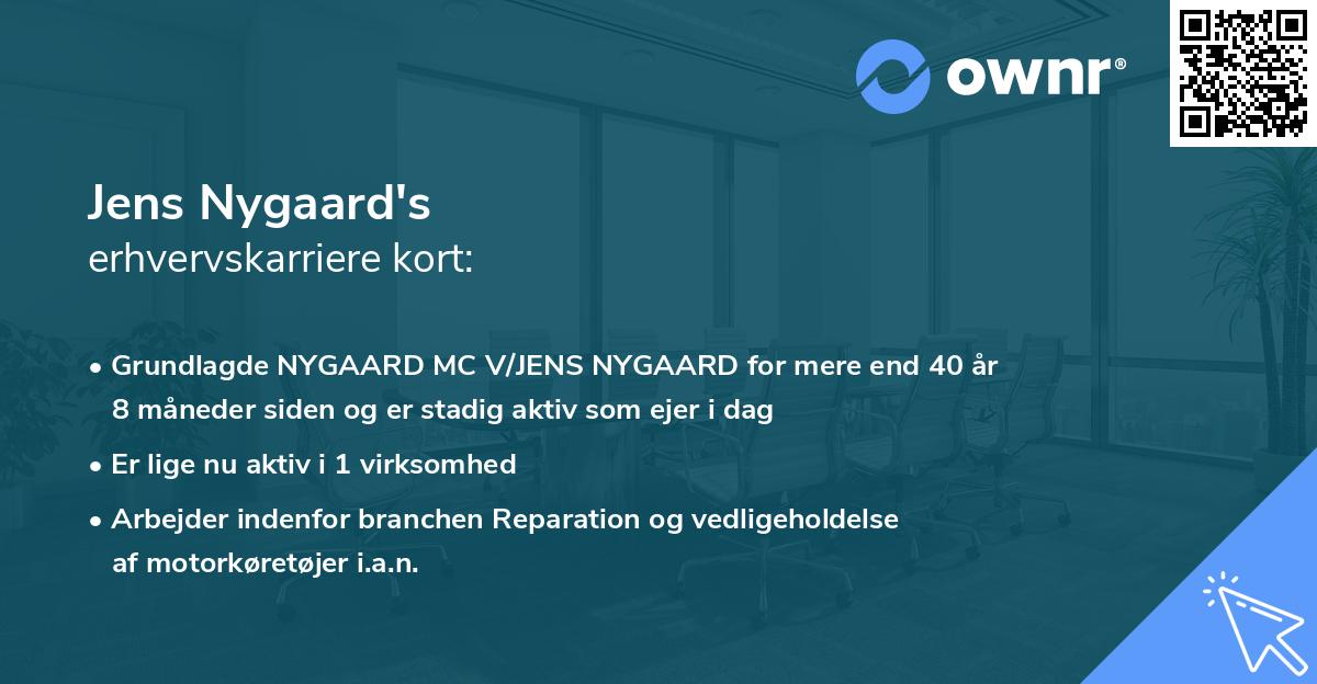 Jens Nygaard's erhvervskarriere kort