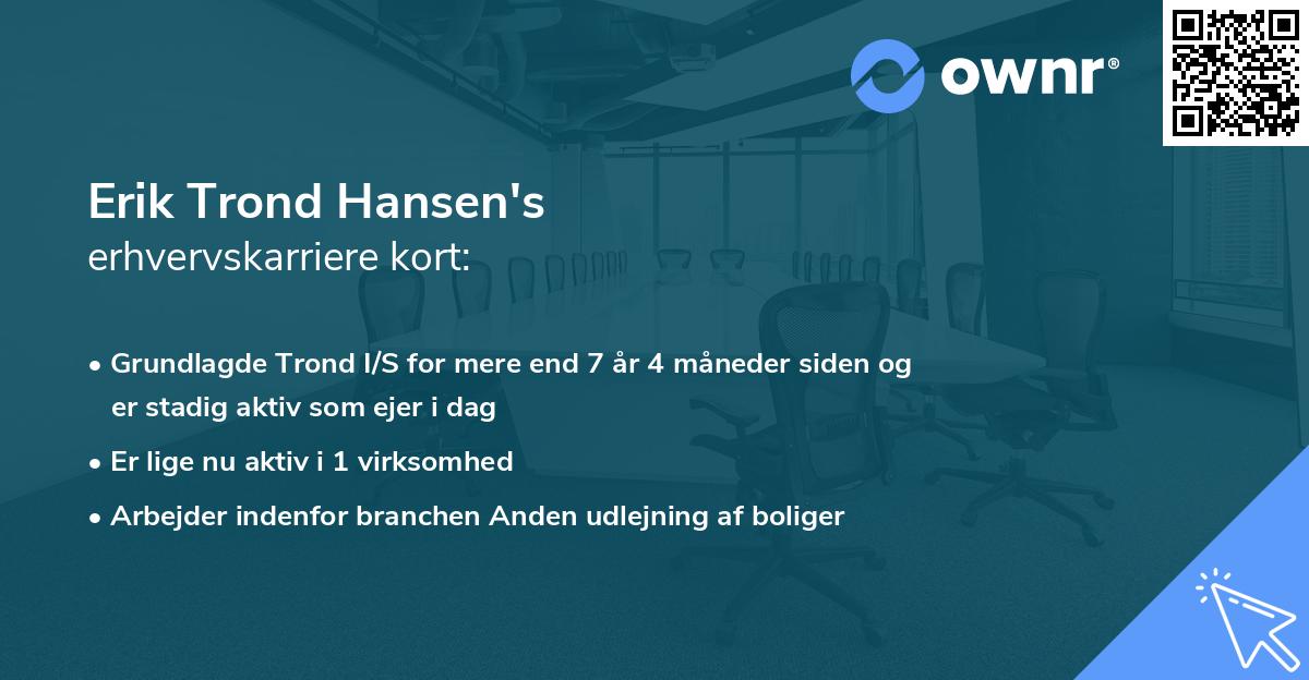 Erik Trond Hansen's erhvervskarriere kort