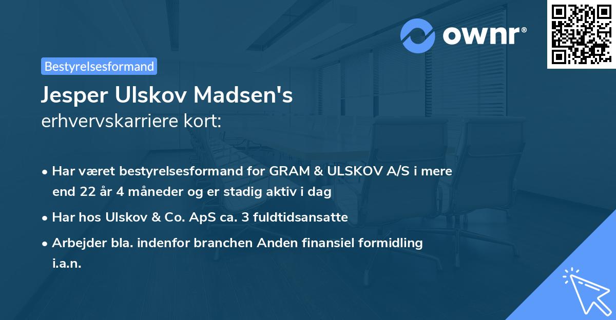 Jesper Ulskov Madsen's erhvervskarriere kort