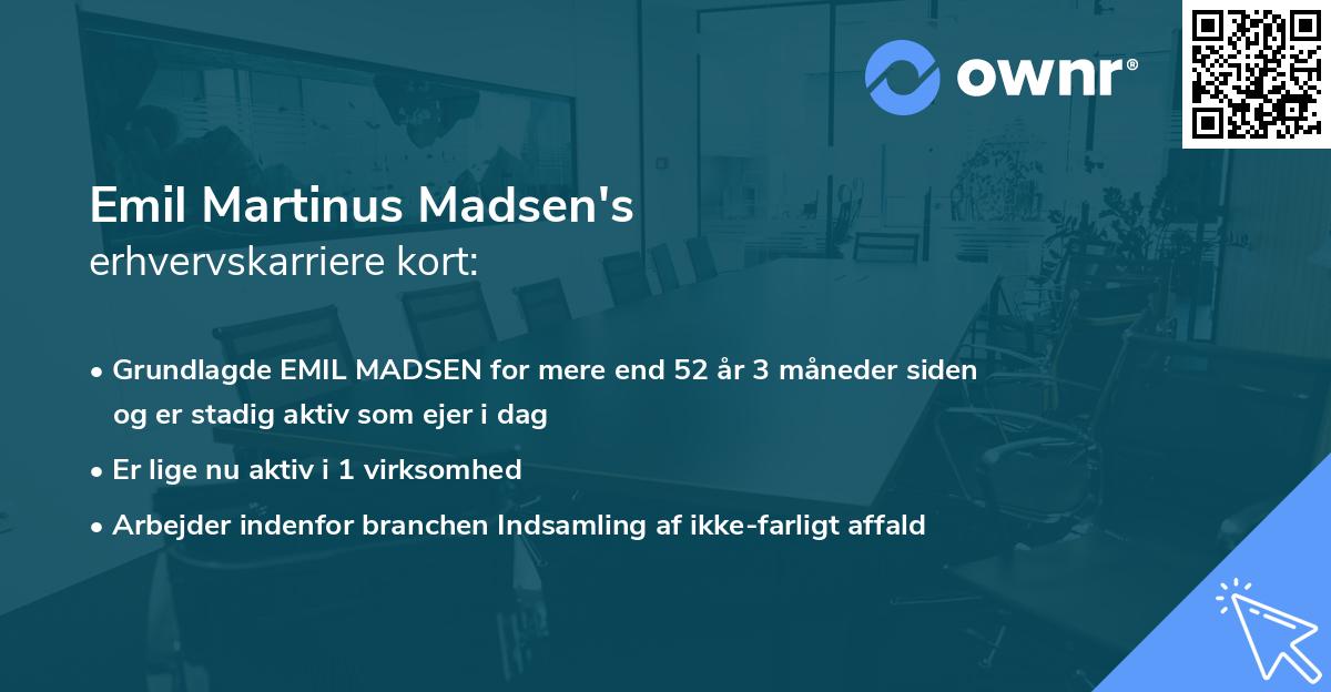 Emil Martinus Madsen's erhvervskarriere kort