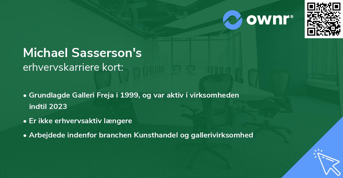 Michael Sasserson's erhvervskarriere kort