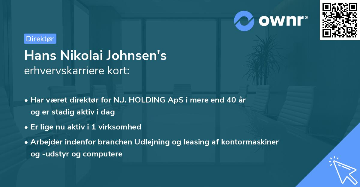 Hans Nikolai Johnsen's erhvervskarriere kort