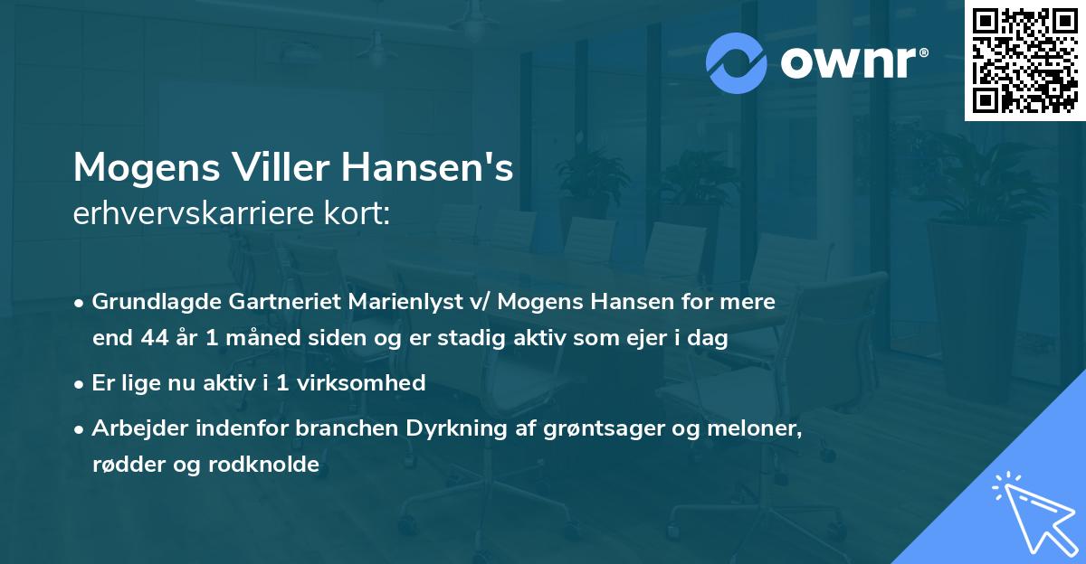 Mogens Viller Hansen's erhvervskarriere kort