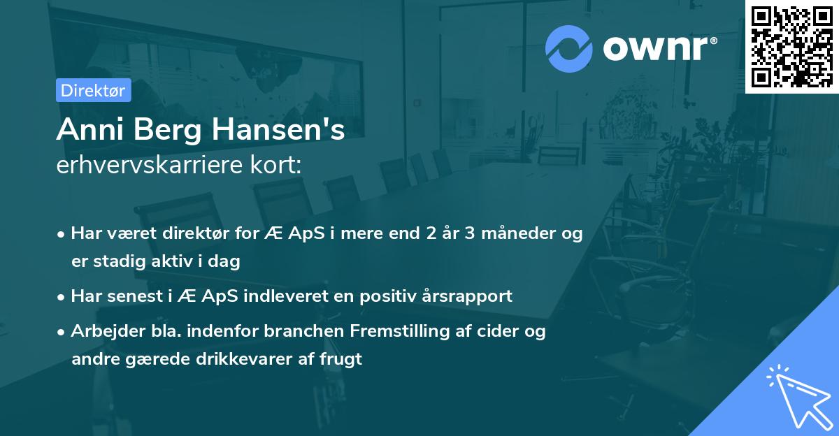 Anni Berg Hansen's erhvervskarriere kort