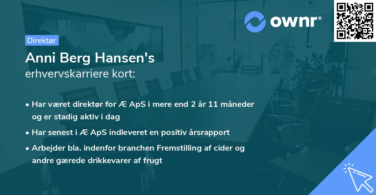 Anni Berg Hansen's erhvervskarriere kort