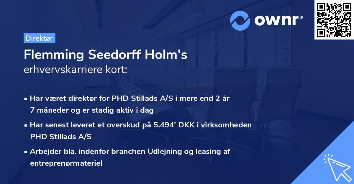 Flemming Seedorff Holm's erhvervskarriere kort