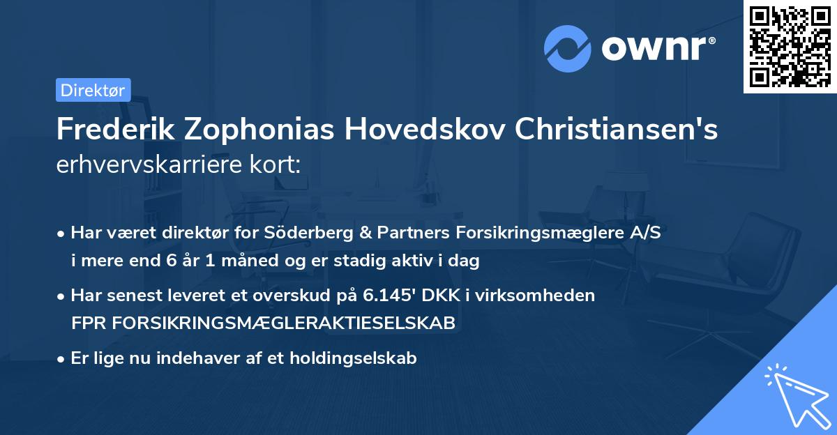 Frederik Zophonias Hovedskov Christiansen's erhvervskarriere kort