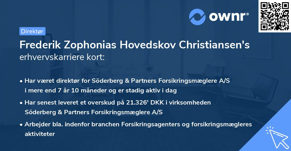 Frederik Zophonias Hovedskov Christiansen's erhvervskarriere kort