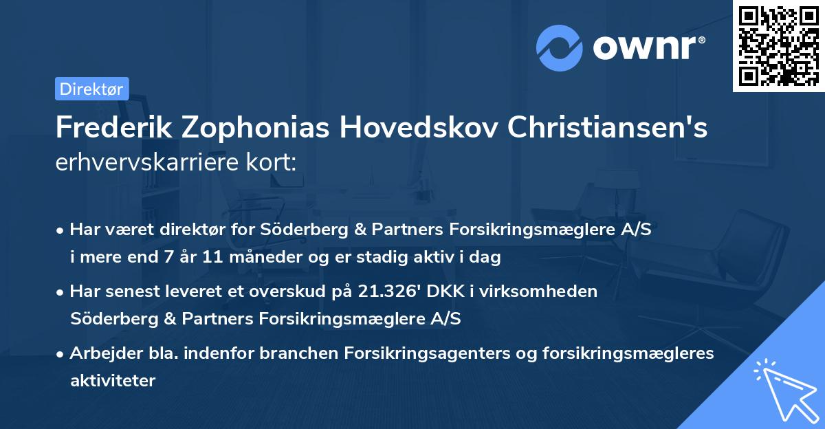 Frederik Zophonias Hovedskov Christiansen's erhvervskarriere kort