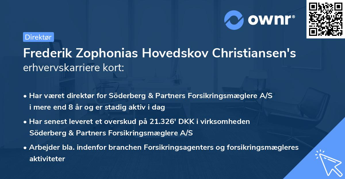 Frederik Zophonias Hovedskov Christiansen's erhvervskarriere kort