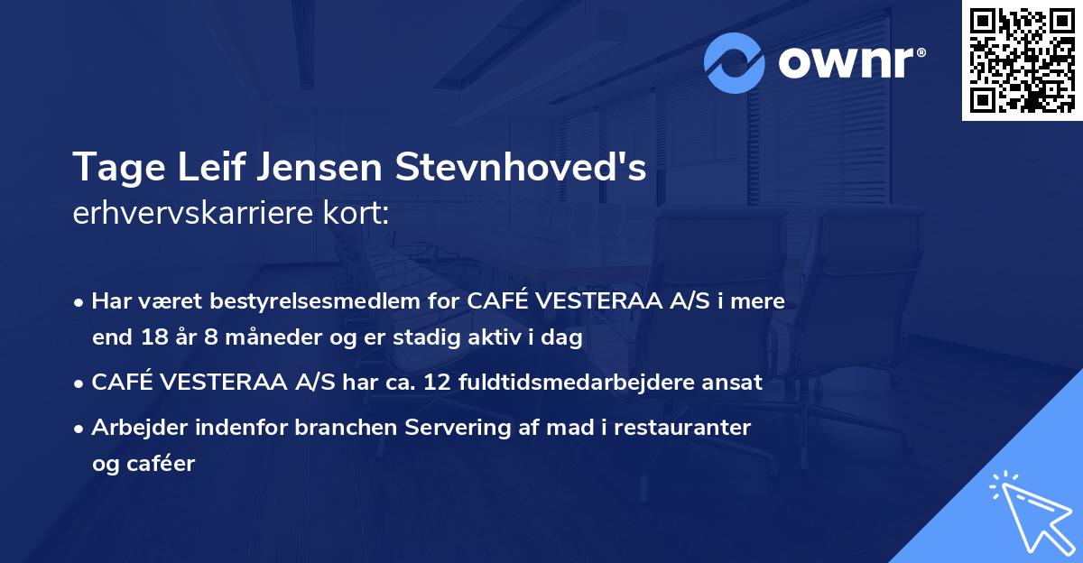 Tage Leif Jensen Stevnhoved's erhvervskarriere kort