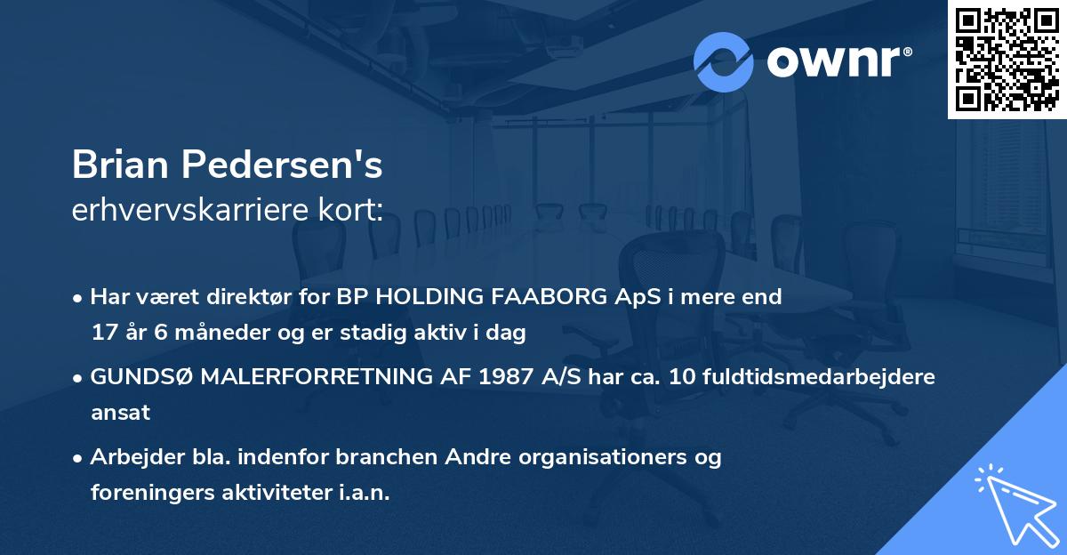 Brian Pedersen's erhvervskarriere kort