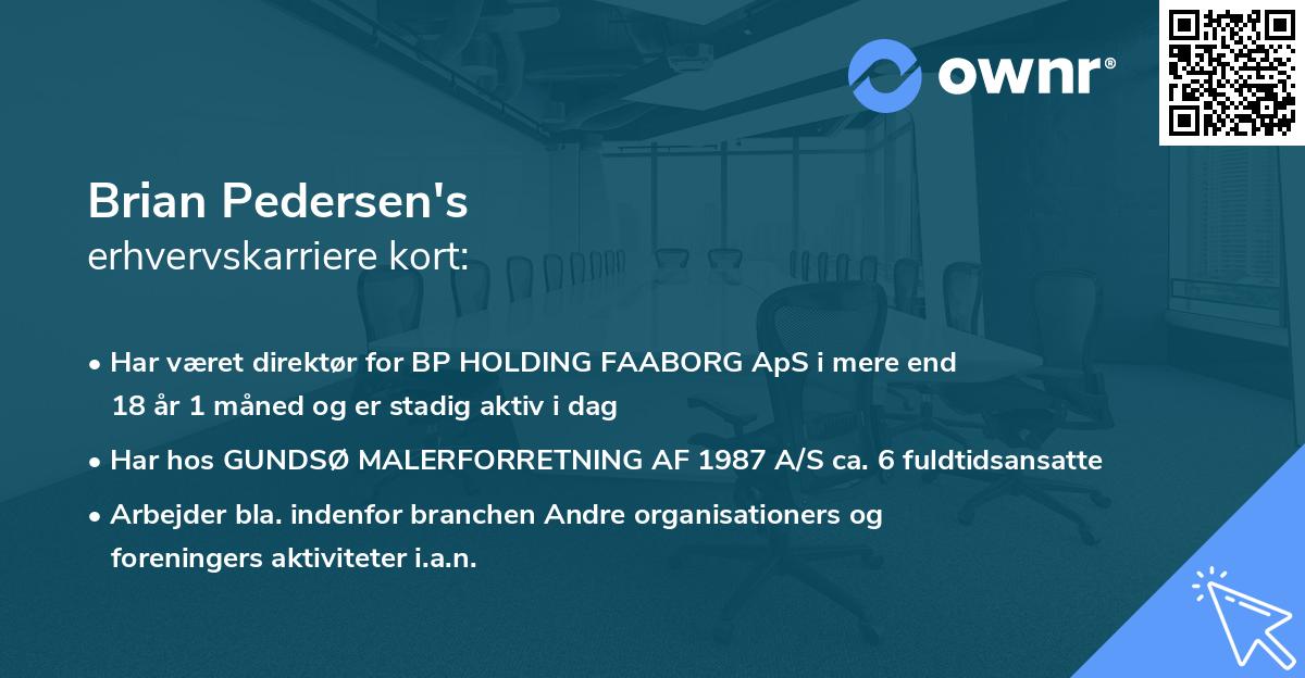 Brian Pedersen's erhvervskarriere kort
