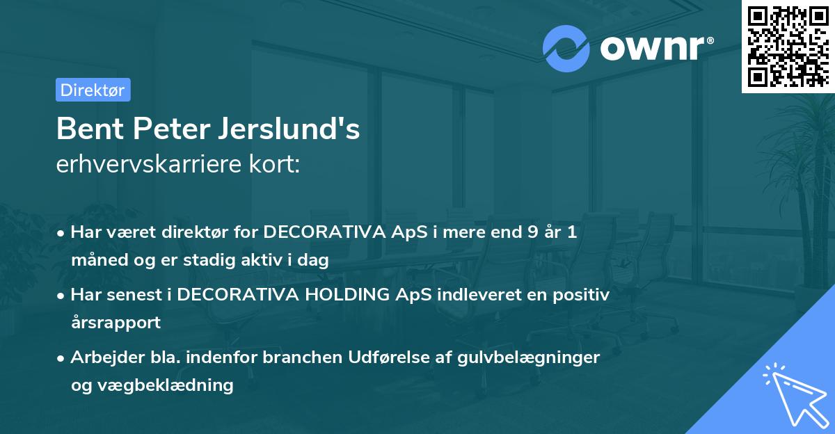 Bent Peter Jerslund's erhvervskarriere kort