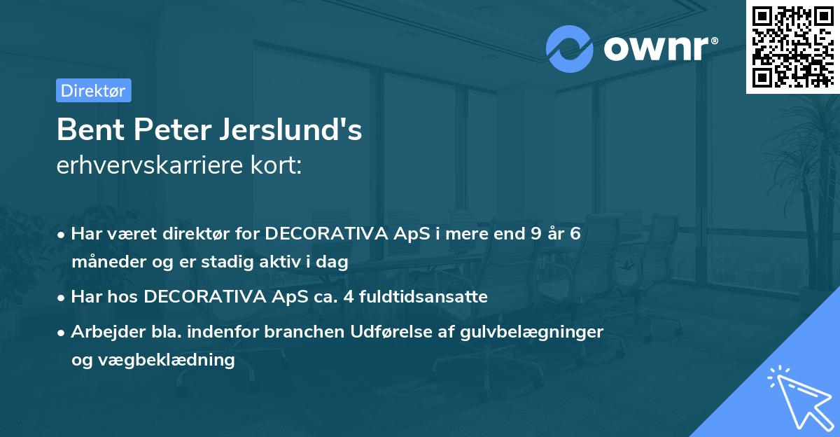 Bent Peter Jerslund's erhvervskarriere kort