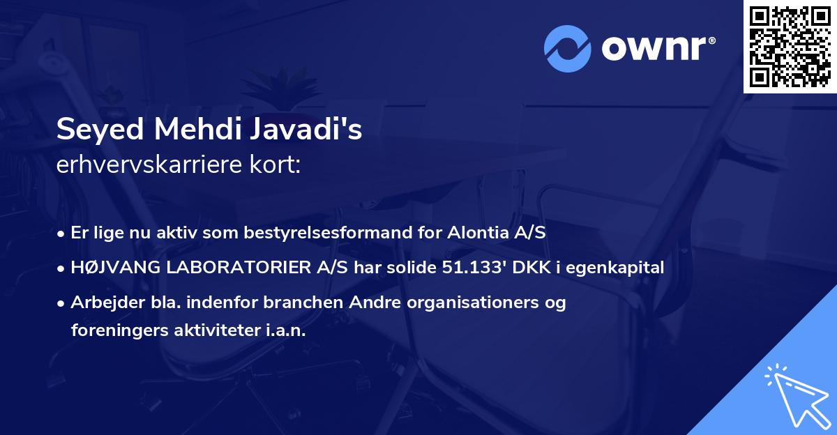 Seyed Mehdi Javadi's erhvervskarriere kort