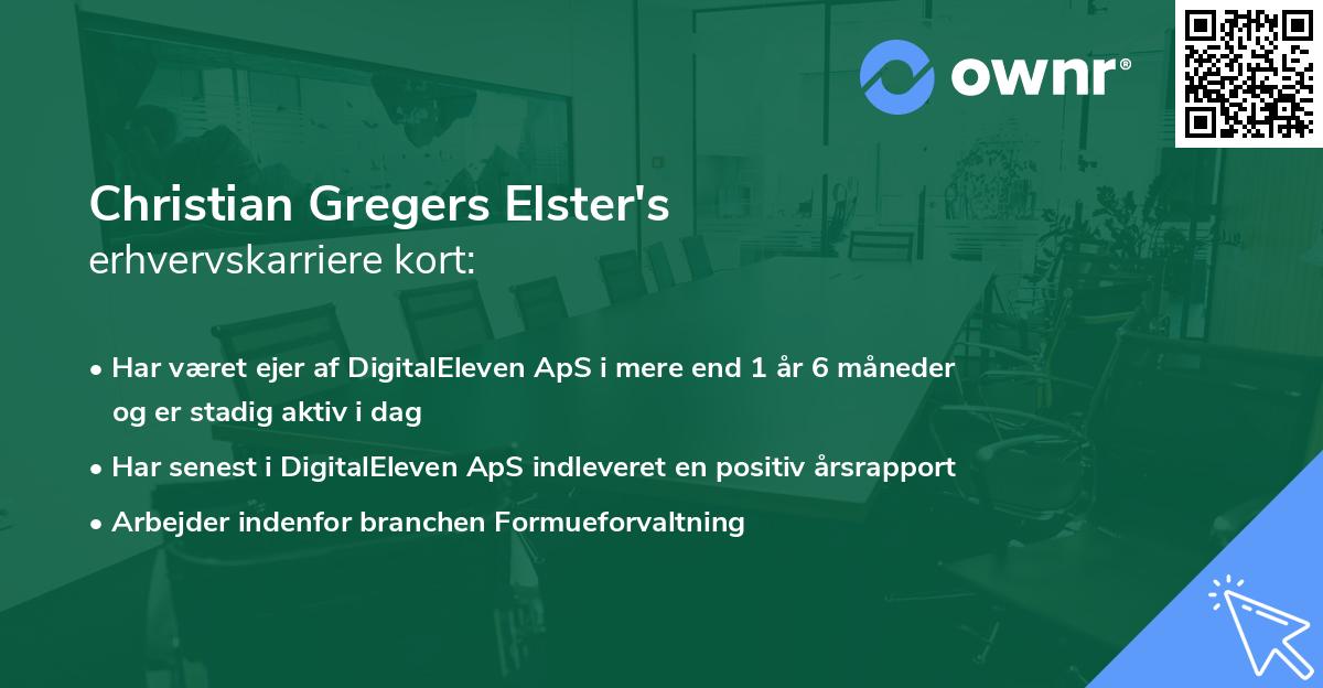 Christian Gregers Elster's erhvervskarriere kort