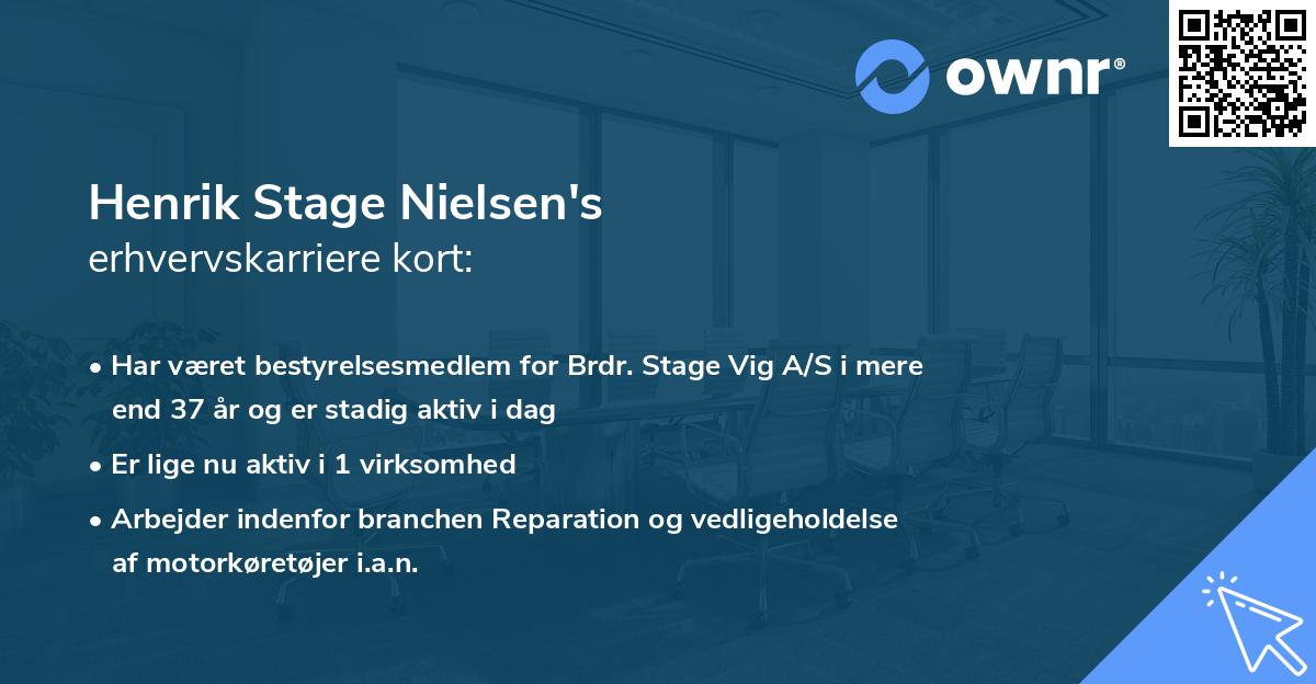 Henrik Stage Nielsen's erhvervskarriere kort