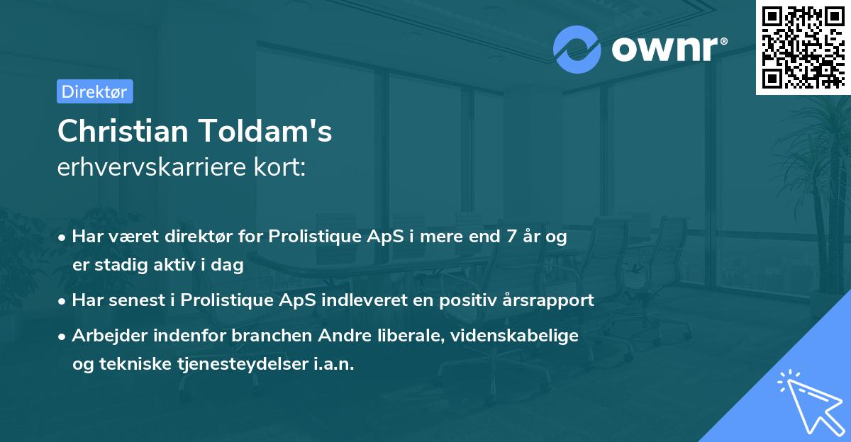 Christian Toldam's erhvervskarriere kort