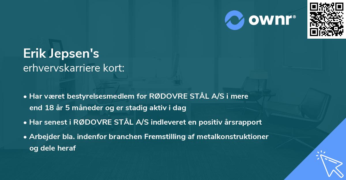 Erik Jepsen's erhvervskarriere kort