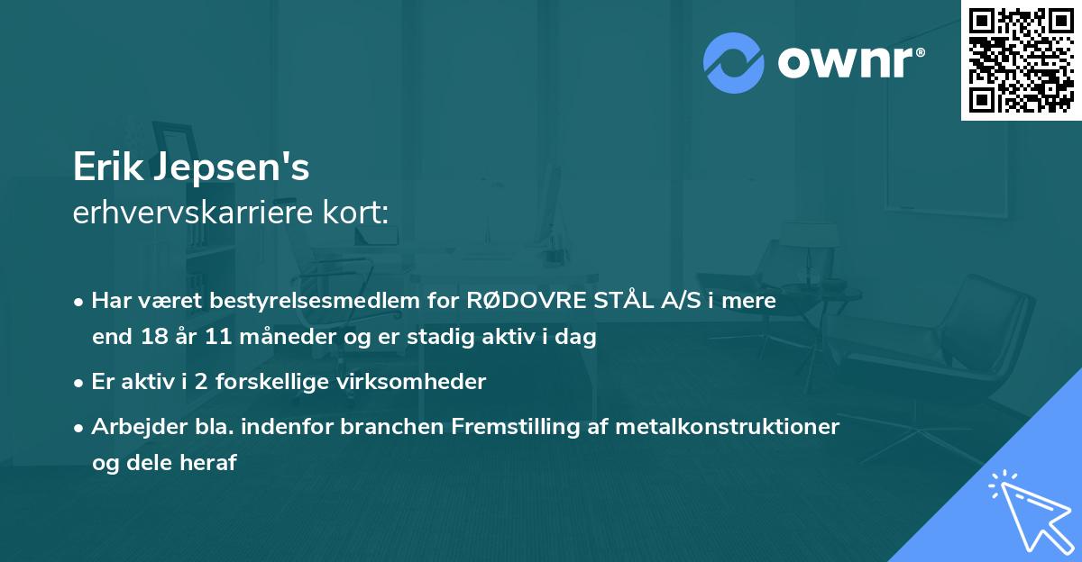 Erik Jepsen's erhvervskarriere kort