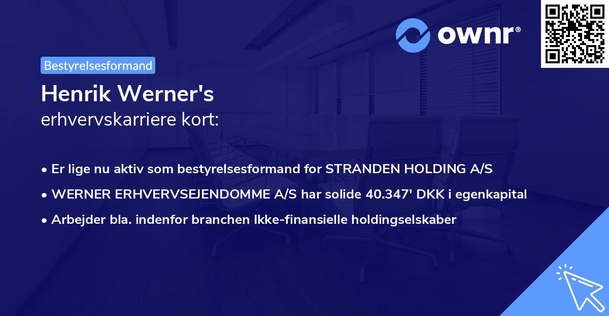 Henrik Werner's erhvervskarriere kort