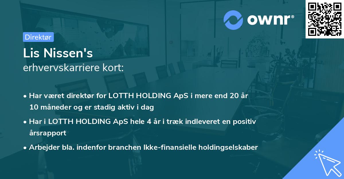 Lis Nissen's erhvervskarriere kort